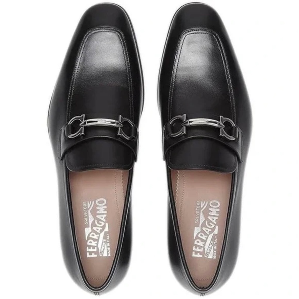 SALVATORE FERRAGAMO Benford Black Smooth Leather Bit Loafer Size 10.5